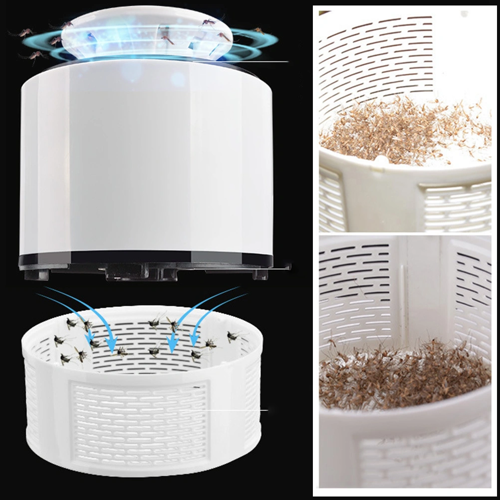 LED Bug Zapper Lamp Electronic Mosquito Dispeller Device Indoor Mosquito Trap Inhaled Mosquito Fly Repellent Device USB Charger 6 Lamps (White)