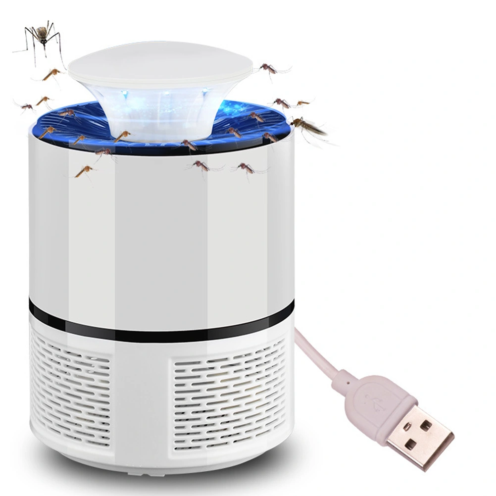 LED Bug Zapper Lamp Electronic Mosquito Dispeller Device Indoor Mosquito Trap Inhaled Mosquito Fly Repellent Device USB Charger 6 Lamps (White)