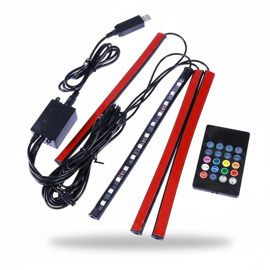 Multi Color Car Interior Atmosphere Neon Lights Lamps Strip 12 LED Wireless IR