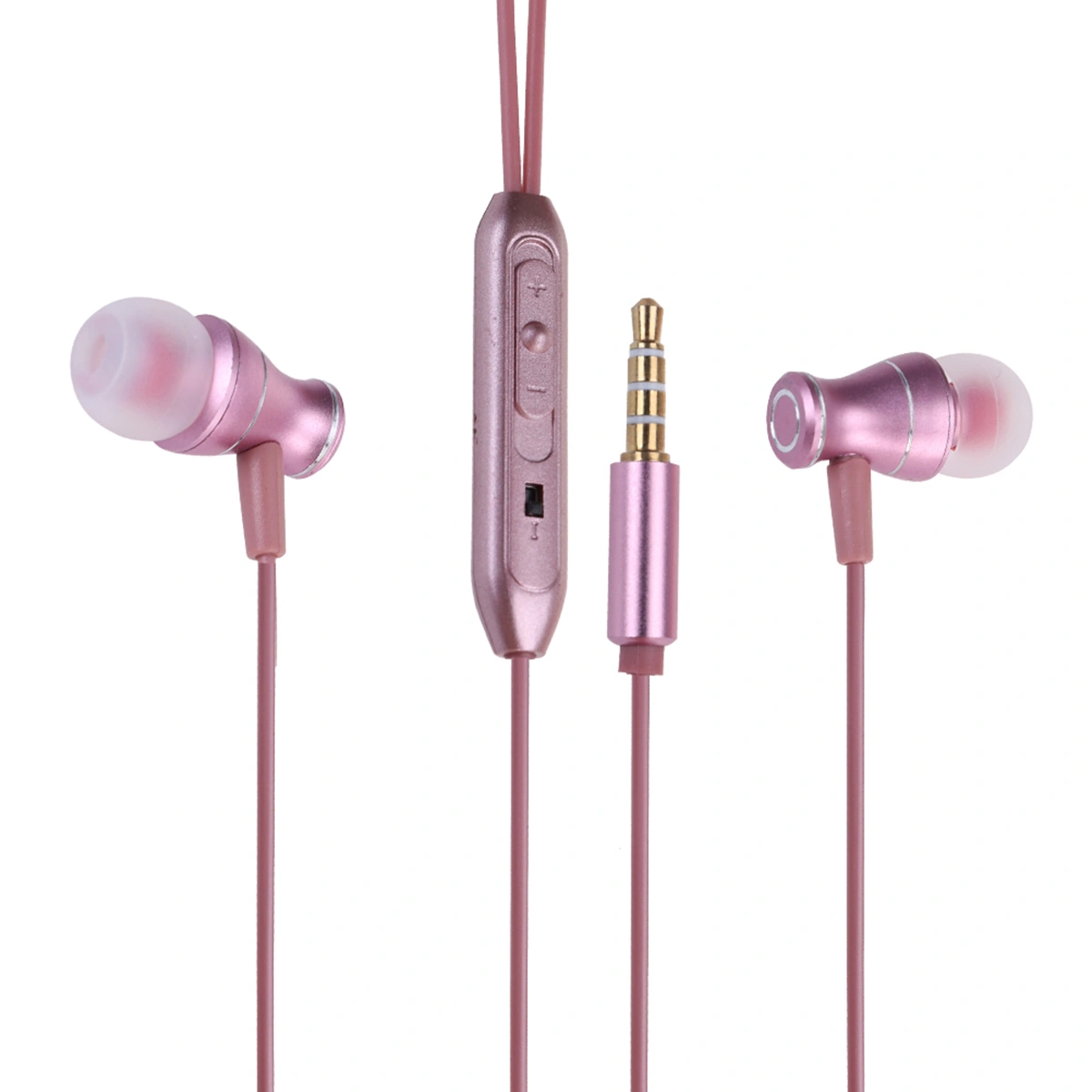 In-ear Earphones Wired Metal Stereo Bass Headphones 3.5MM Headset With Microphone Noise Isolating for Iphone Android and Tablet (Pink)