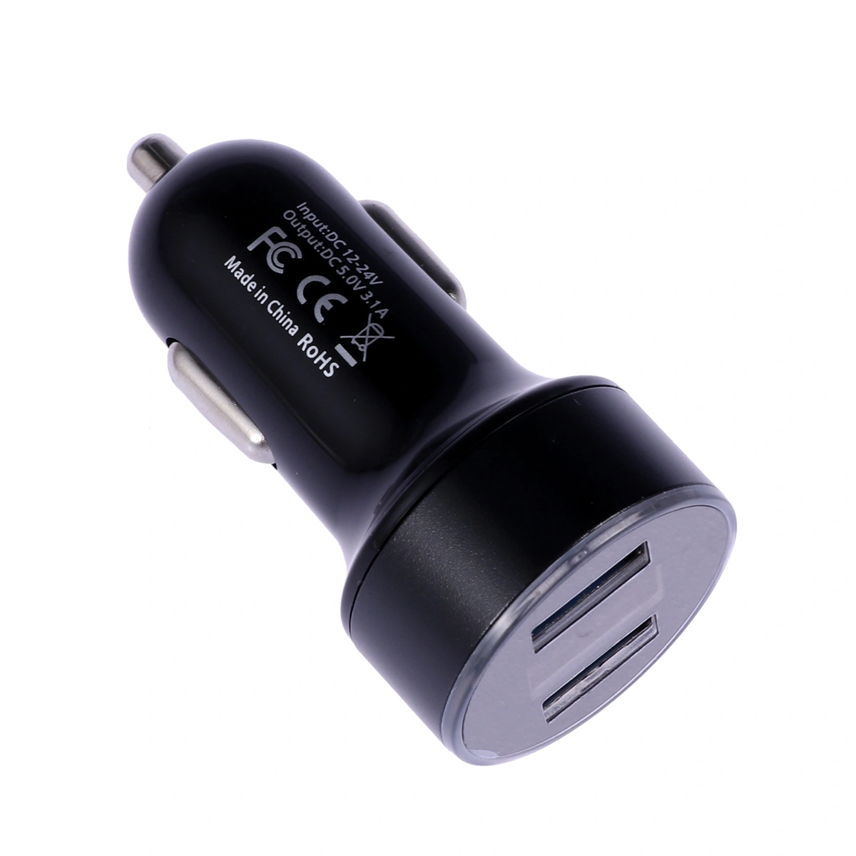 Car Charger Digital Display Dual USB Port 3.1A USB Charging Adapter Car Voltage Display (Black)