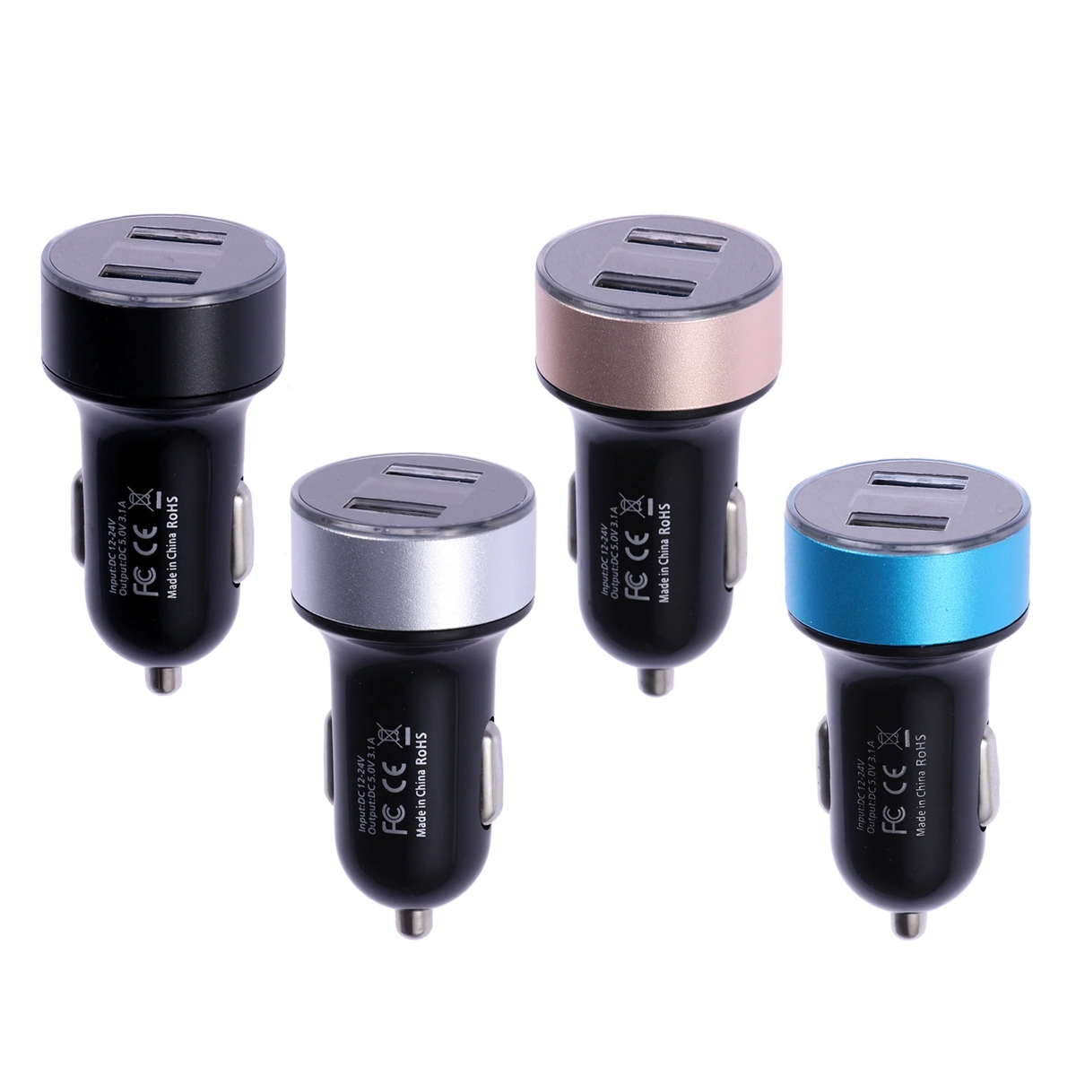 Car Charger Digital Display Dual USB Port 3.1A USB Charging Adapter Car Voltage Display (Black)