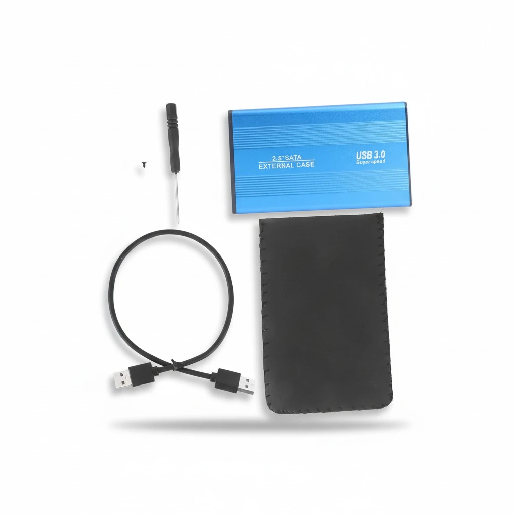 2.5 Inch Sata USB 3.0 Hard Disk Drive External Aluminum Enclosure Case For Windows 7/8/98/ME/2000/XP or OS (Blue)