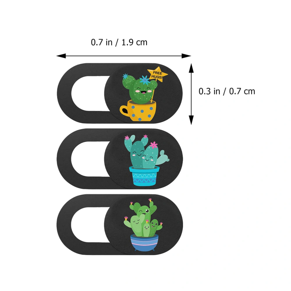 3pcs Cartoon Cactus Camera Cover Slide Phone Webcam Slider Camera Cover