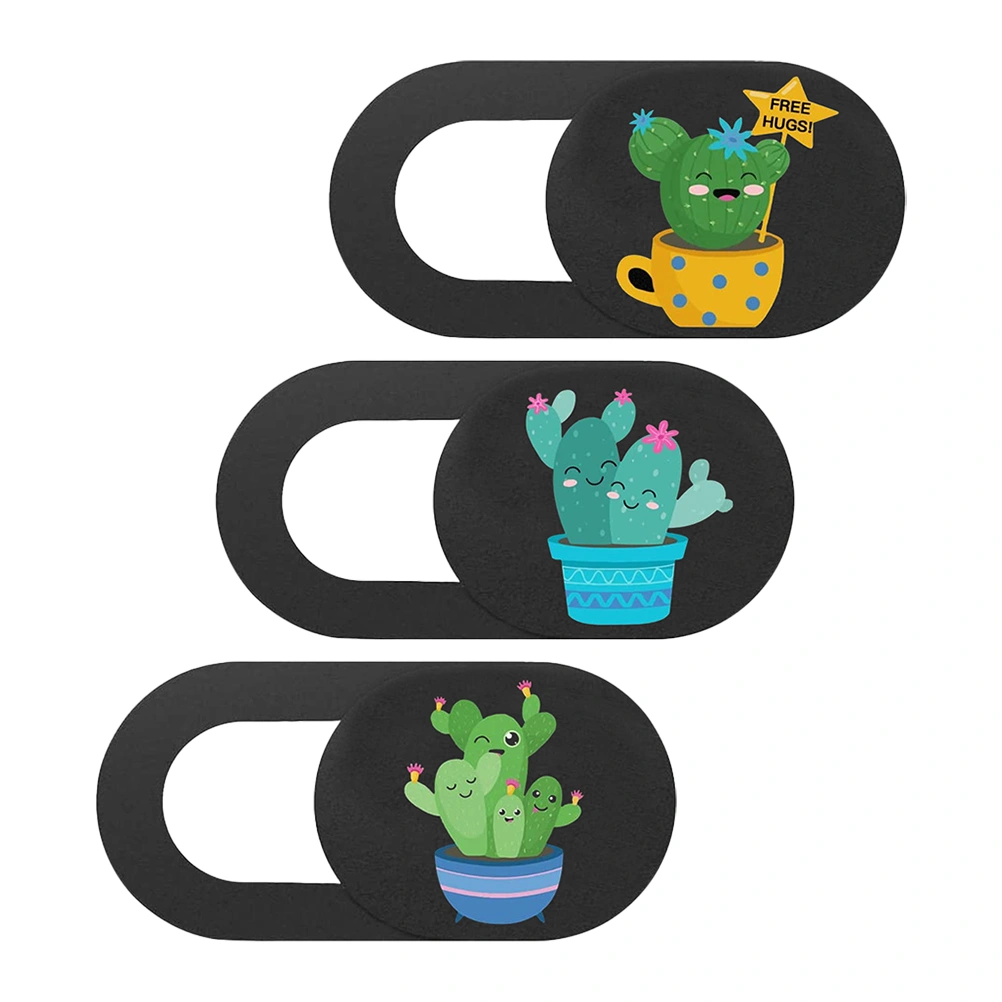 3pcs Cartoon Cactus Camera Cover Slide Phone Webcam Slider Camera Cover