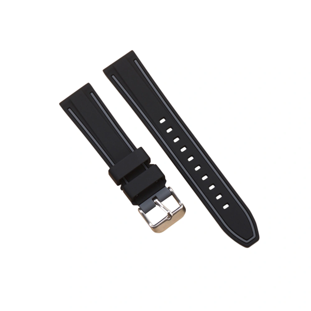 Silicone Watch Band Replacement Watchband Dichromatic Watch Strap Compatible for S3 (22mm Black and Gray)