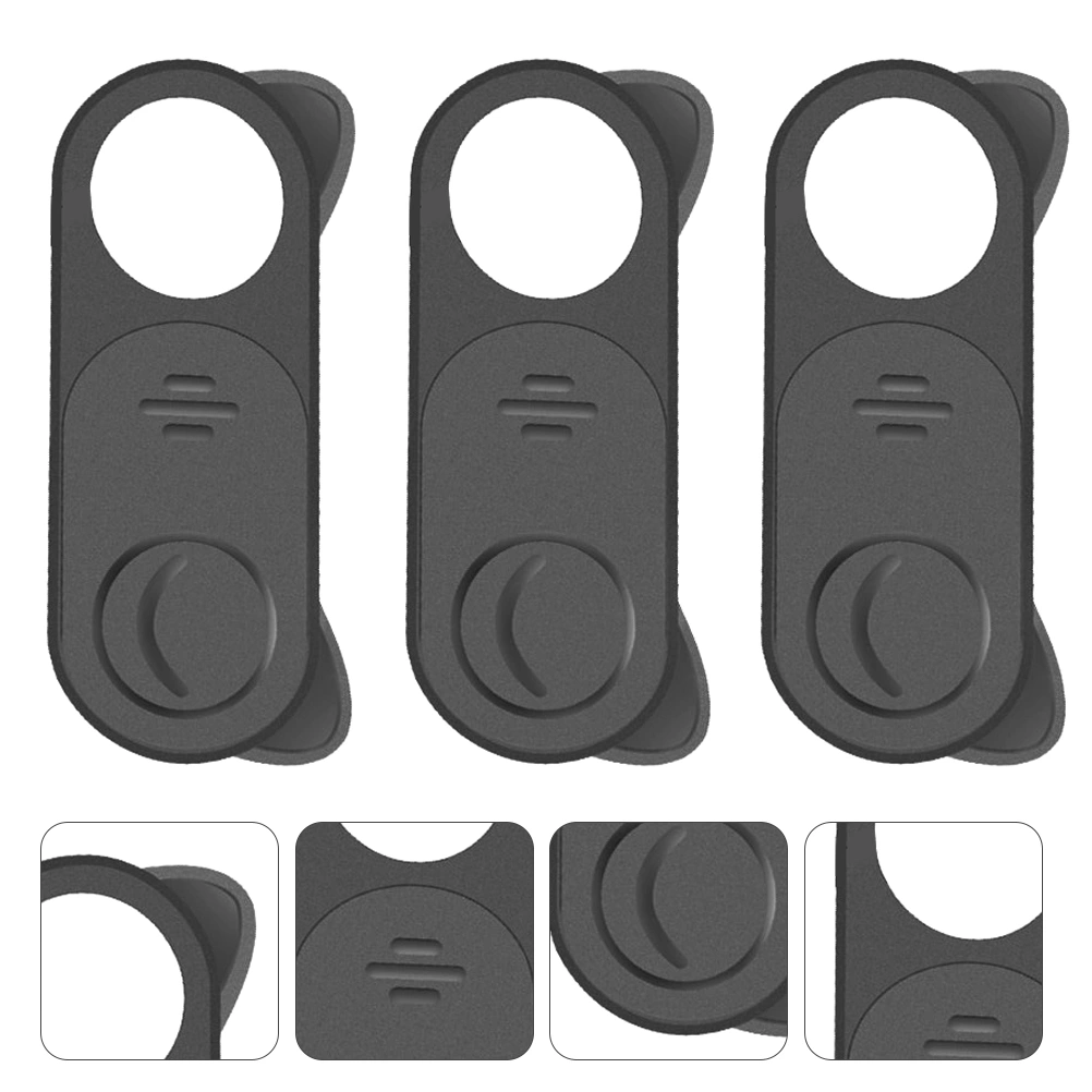 3pcs Computor Webcam Cover Anti-hacker Cover Privacy Protective Patch (Black)