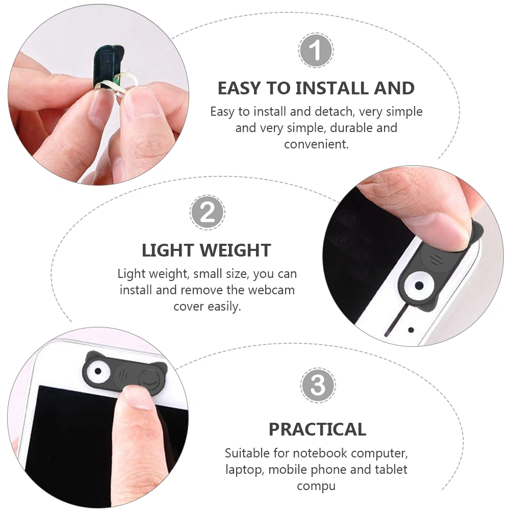 3pcs Computor Webcam Cover Anti-hacker Cover Privacy Protective Patch (Black)