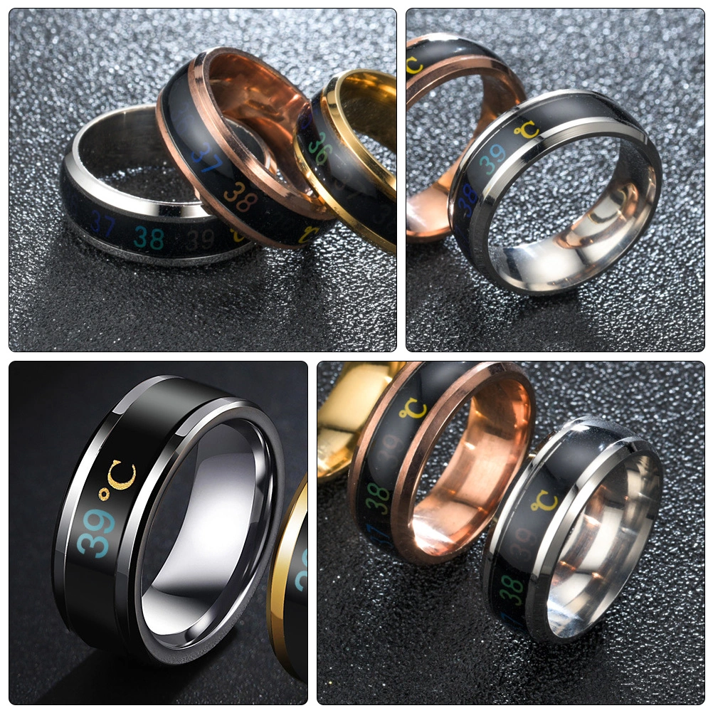 1Pc Fashion Ring Jewelry Intelligent Temperature Display Couple Ring (No.12)