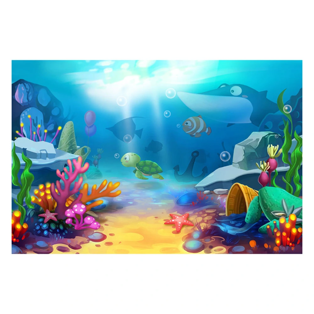 Ocean Cartoon Children 3D Photo Background Party Backdrop The World at The Bottom of Ocean Photography Backdrop Mural Wall Backdrop for Studio Photo Booth Prop (150*90cm)