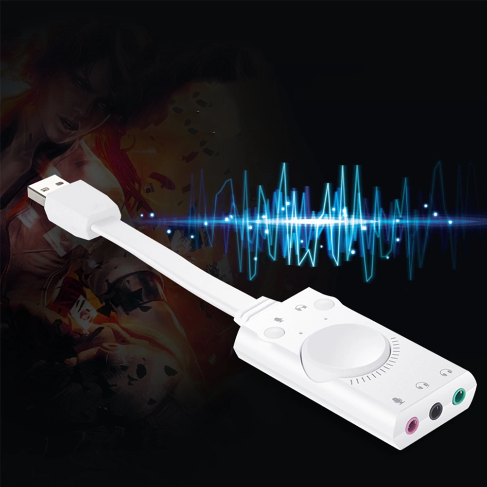 1Pc Sound External USB3.5 Audio Sound Adapter Free Drive Independent Sound for Computer (White)