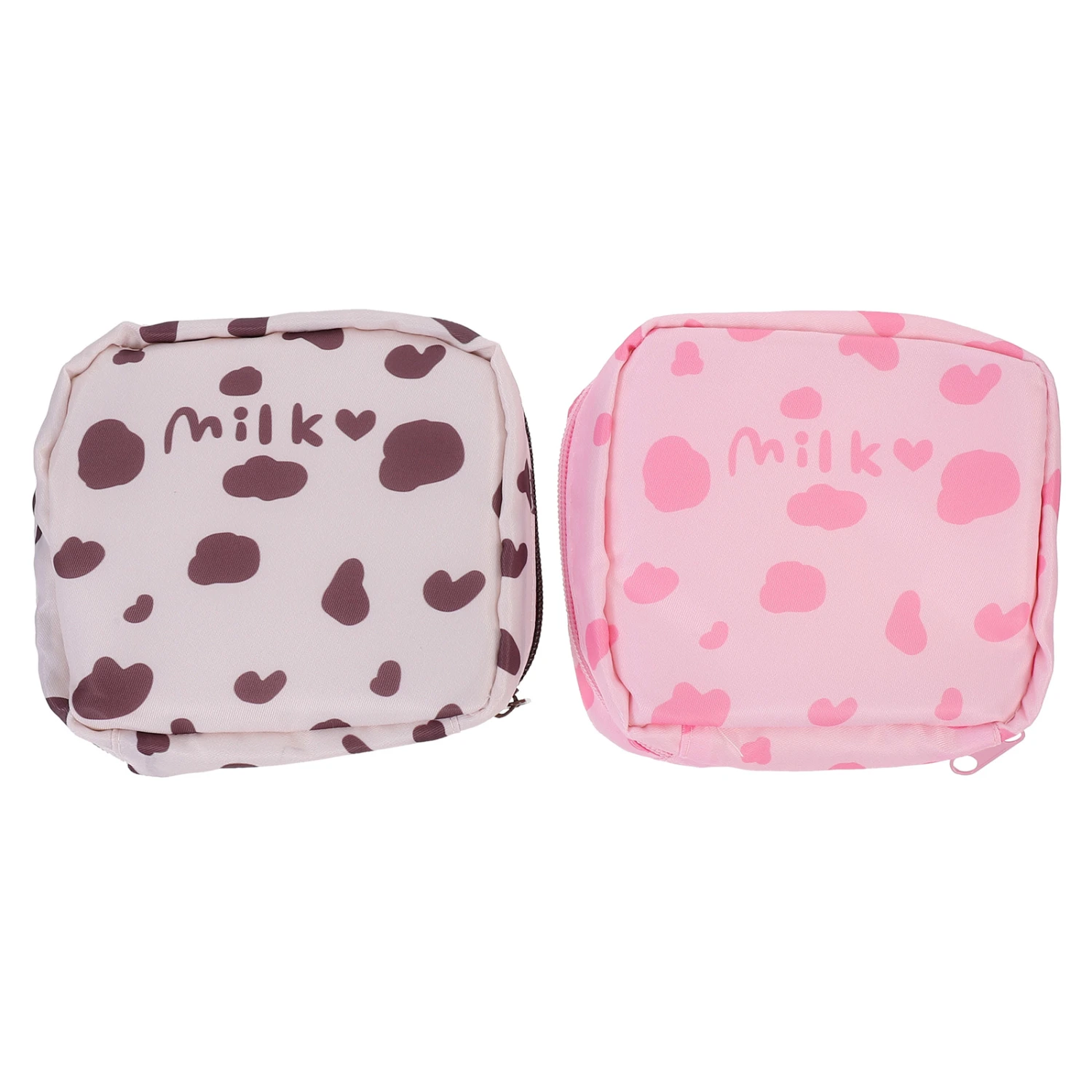 2pcs Fabric Cartoon Menstrual Pad Storage Bags Portable Makeup Bags (Assorted Color)