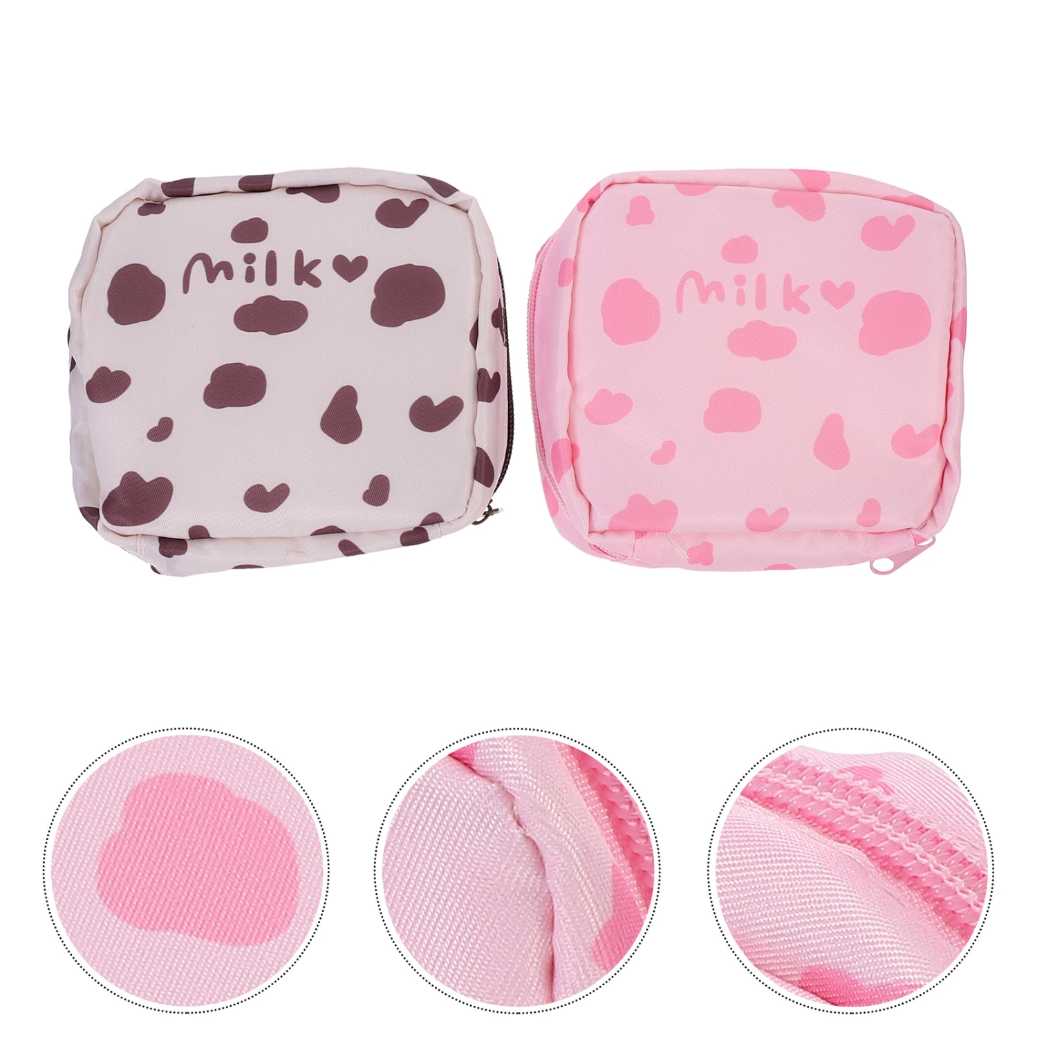 2pcs Fabric Cartoon Menstrual Pad Storage Bags Portable Makeup Bags (Assorted Color)