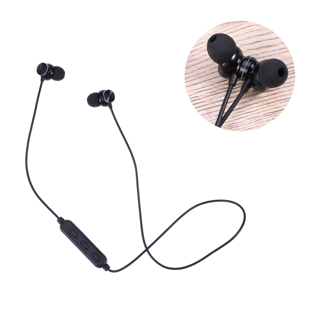 Stereo SubwooferEarphones4.2 In-ear Magnetic Headsets Noise Cancelling Super Bass Headphones Sweatproof Sports Running Earbuds With Mic Hands-free Call Voice Prompt (Black)