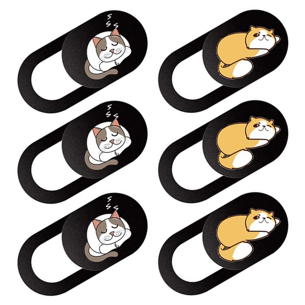 6Pcs Webcam Cover Slide with Lovely Cat Pattern Web Camera Blocker Ornament