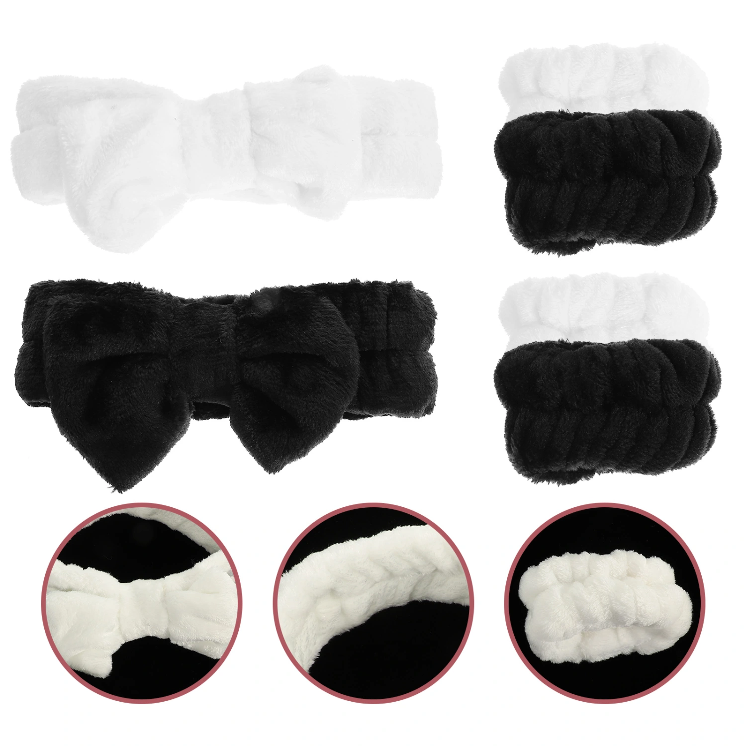 1 Set Girl Face Washing Headband Skincare Headband and Wristband Bowtie Headband Wristband