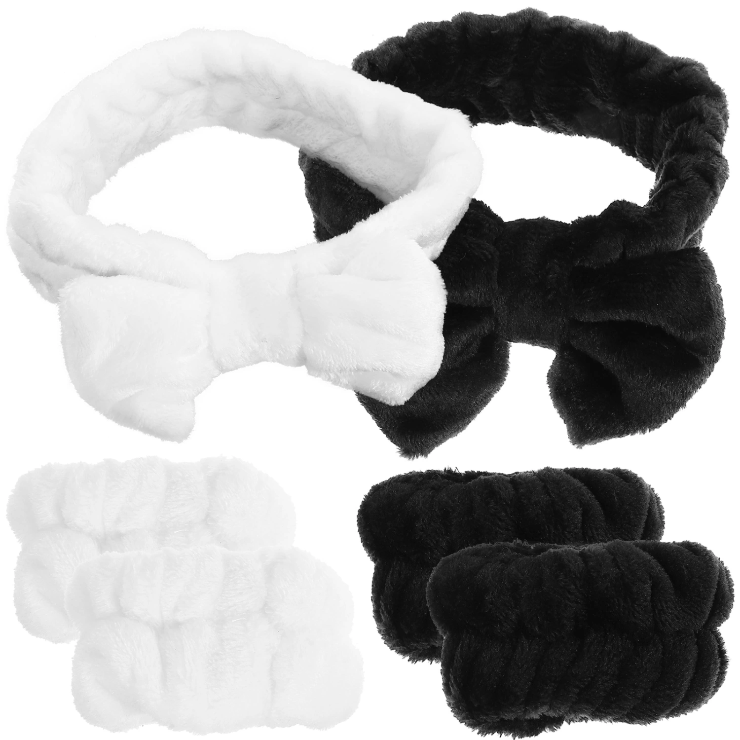 1 Set Girl Face Washing Headband Skincare Headband and Wristband Bowtie Headband Wristband