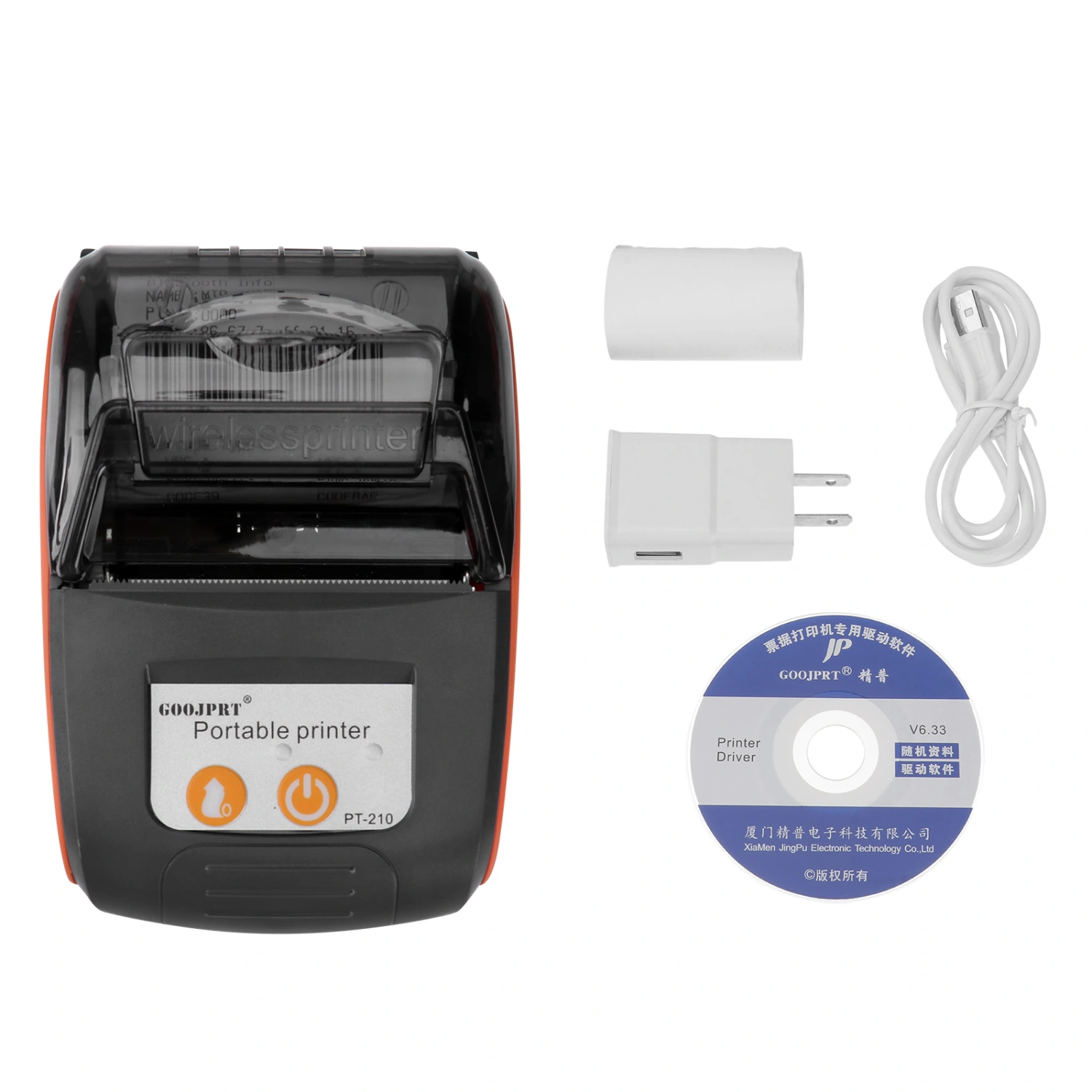 Mini Portative Wireless Receipt Thermal Printer Compatible for Android IOS with US Plug (Tangerine Color)
