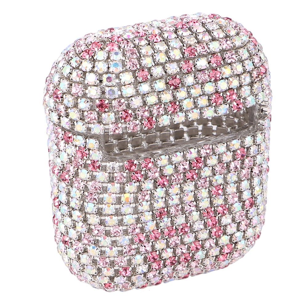 Rhinestone Dust Proof Shockfroof Wireless Earphone Headset Protective Case Cover Sleeve Wrap Earphones Pouch Compatible for Airpods (Pink)