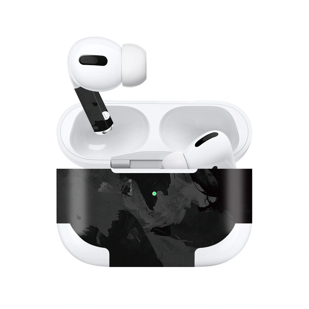 Watercolor Design Earphone Skin Sticker Dustproof Wireless Earbud Box Sticker Protective Stickers Compatible for Airpods Pro (Black)