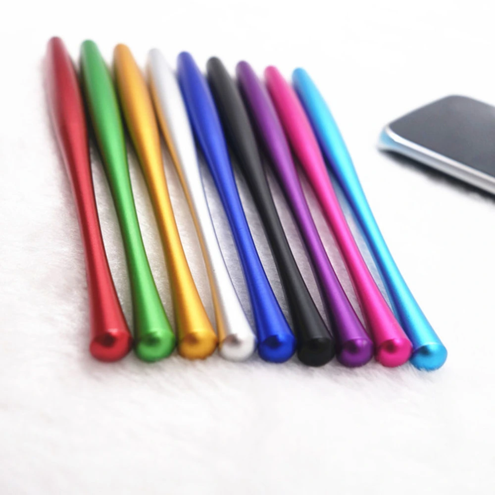 2pcs Long Touch Screen Pen Slim Waist Metal Stylus Pen for Tablets Cell Phones (Random Color)