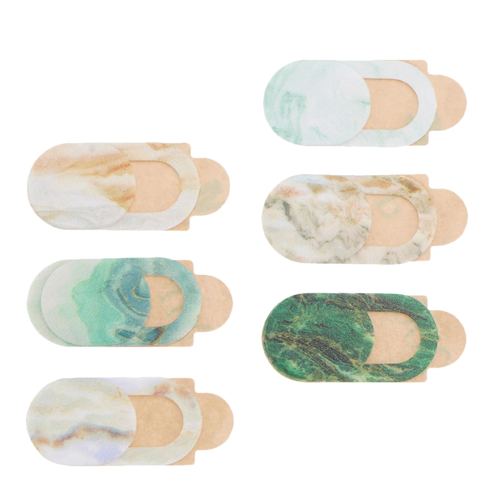 6pcs Laptop Camera Cover Slide Marble Pattern Phone Webcam Privacy Lens Protector Mixed Style
