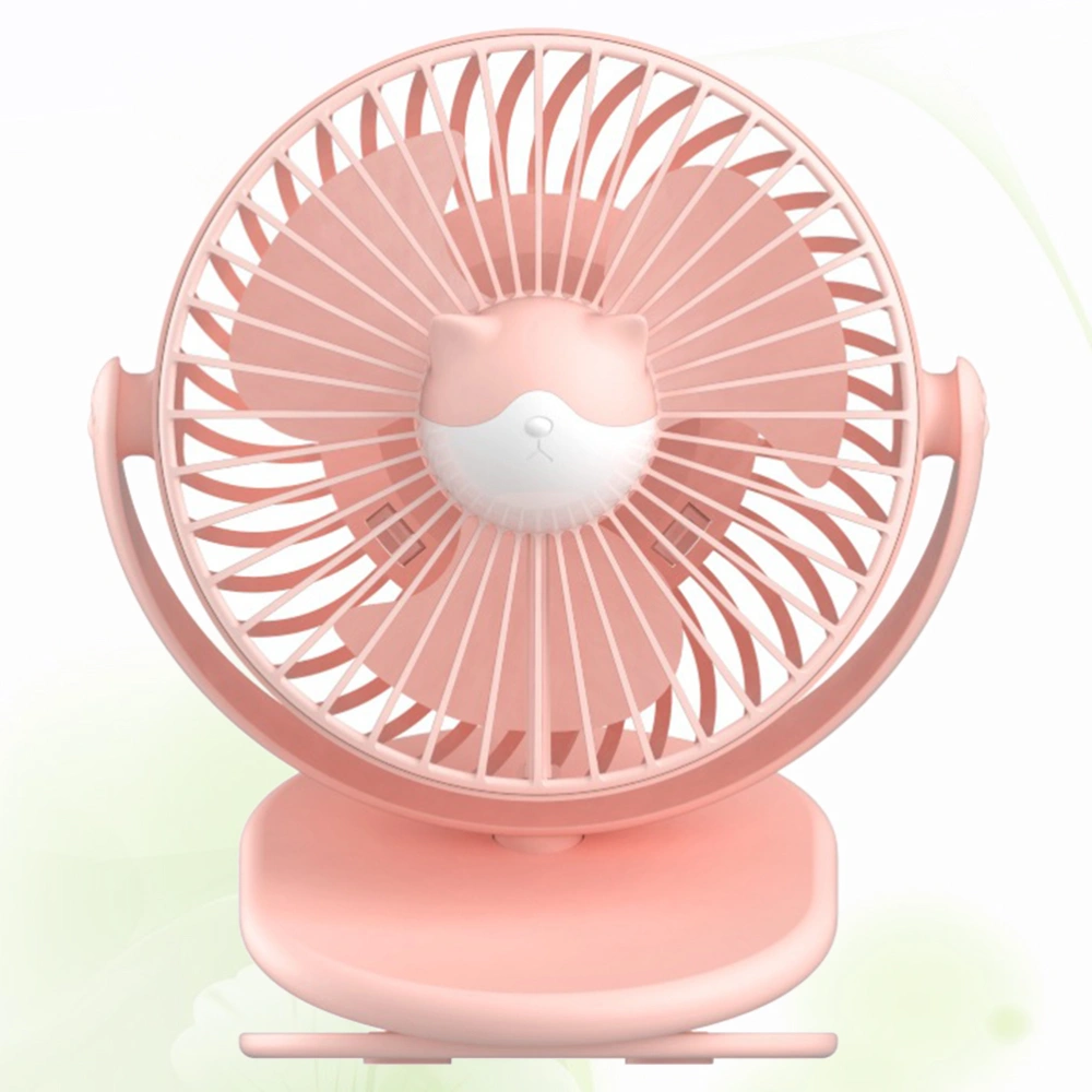 USB Rechargeable Cooling Fan Clip Style Silence Fan Portable Night Light Mini Fan for Home Office School (Pink, 3 Gears)