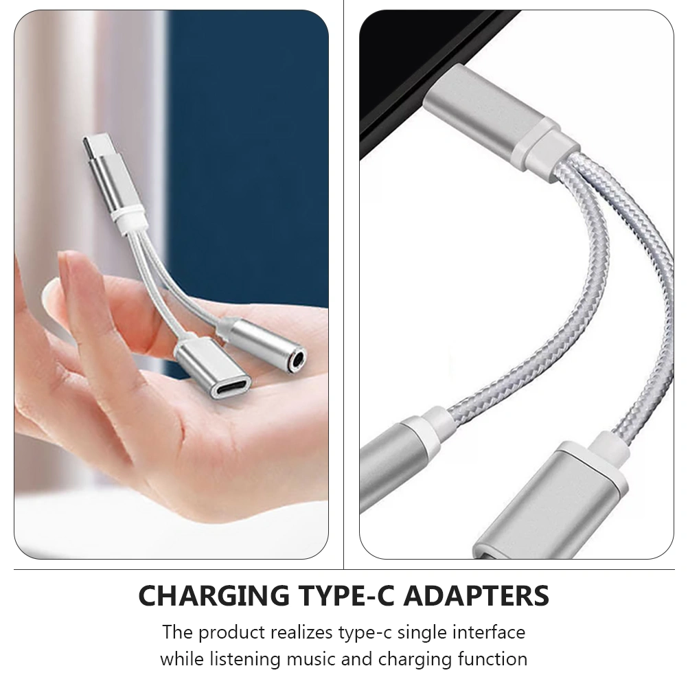 2pcs Type-c Converters Audio Charging Adapters Earphone Converters Adapters