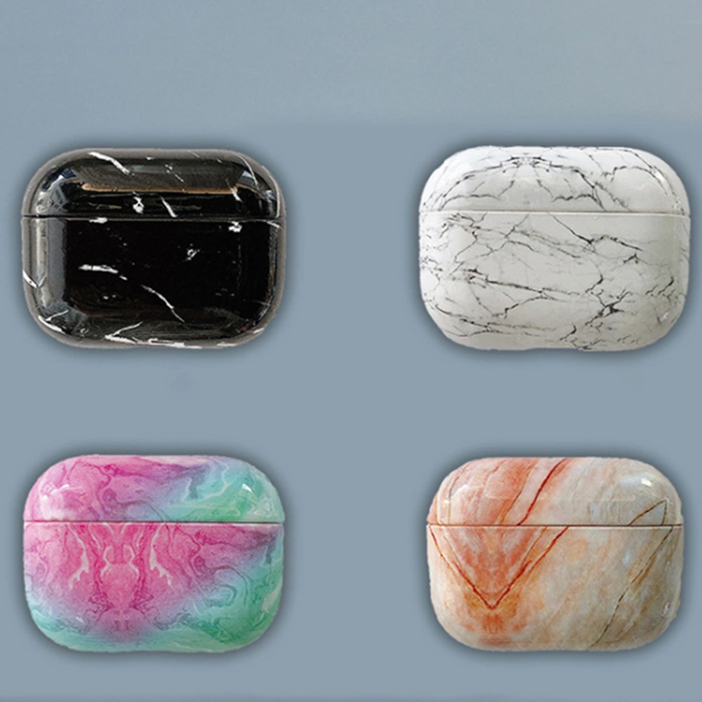 1PC Marble Grain Earphone Case Fashion Earbuds Box Earphone Cover Compatible for Airpods Pro 3 (Pink and Blue)