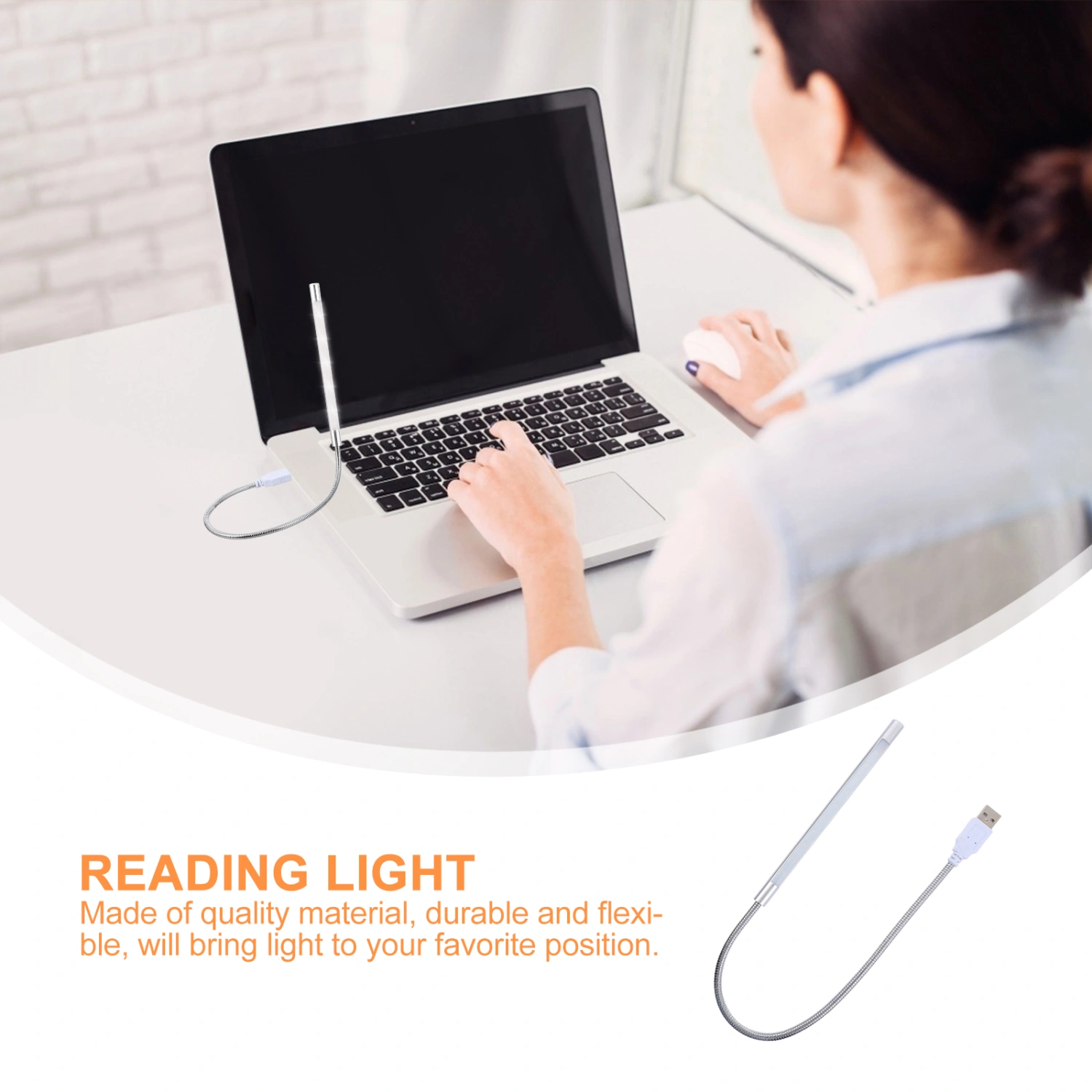 2Pcs USB LED Reading Lamps Gooseneck Dimmable Lamp Touch Switch Night Light (Assorted Color)