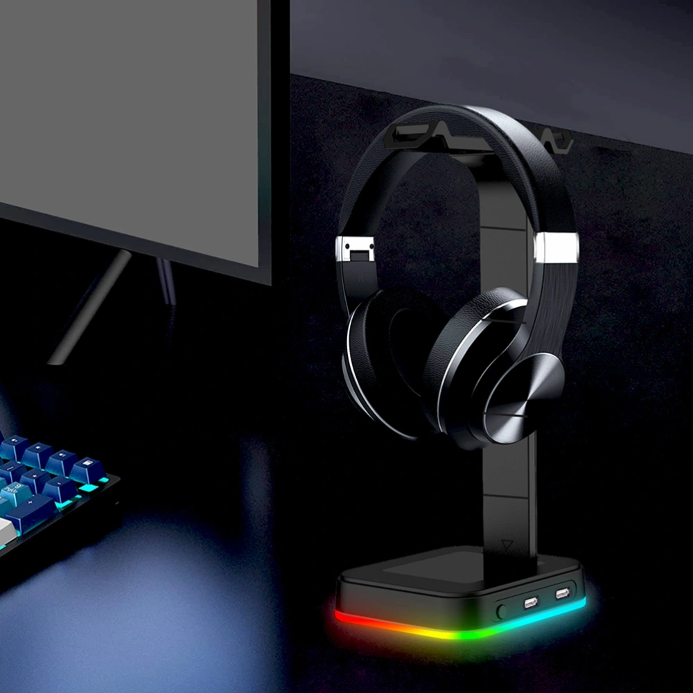 Headset Holder Lighting Adjustable Headphone Display Stand Desktop USB Hub