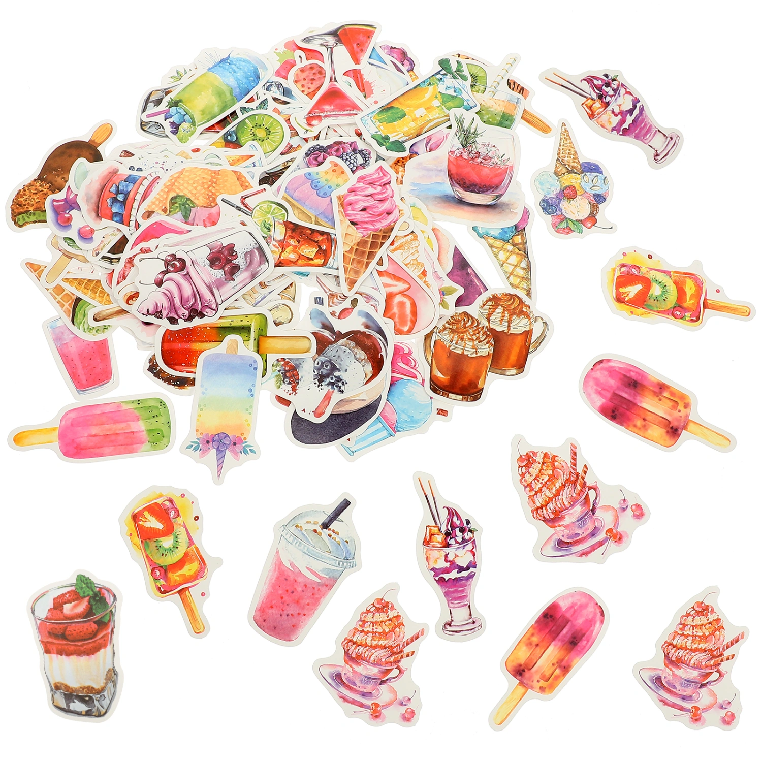 100Pcs Gourmet Stickers Food Stuff Sticker Suitcase Sticker Cup Sticker Graffiti Stickers