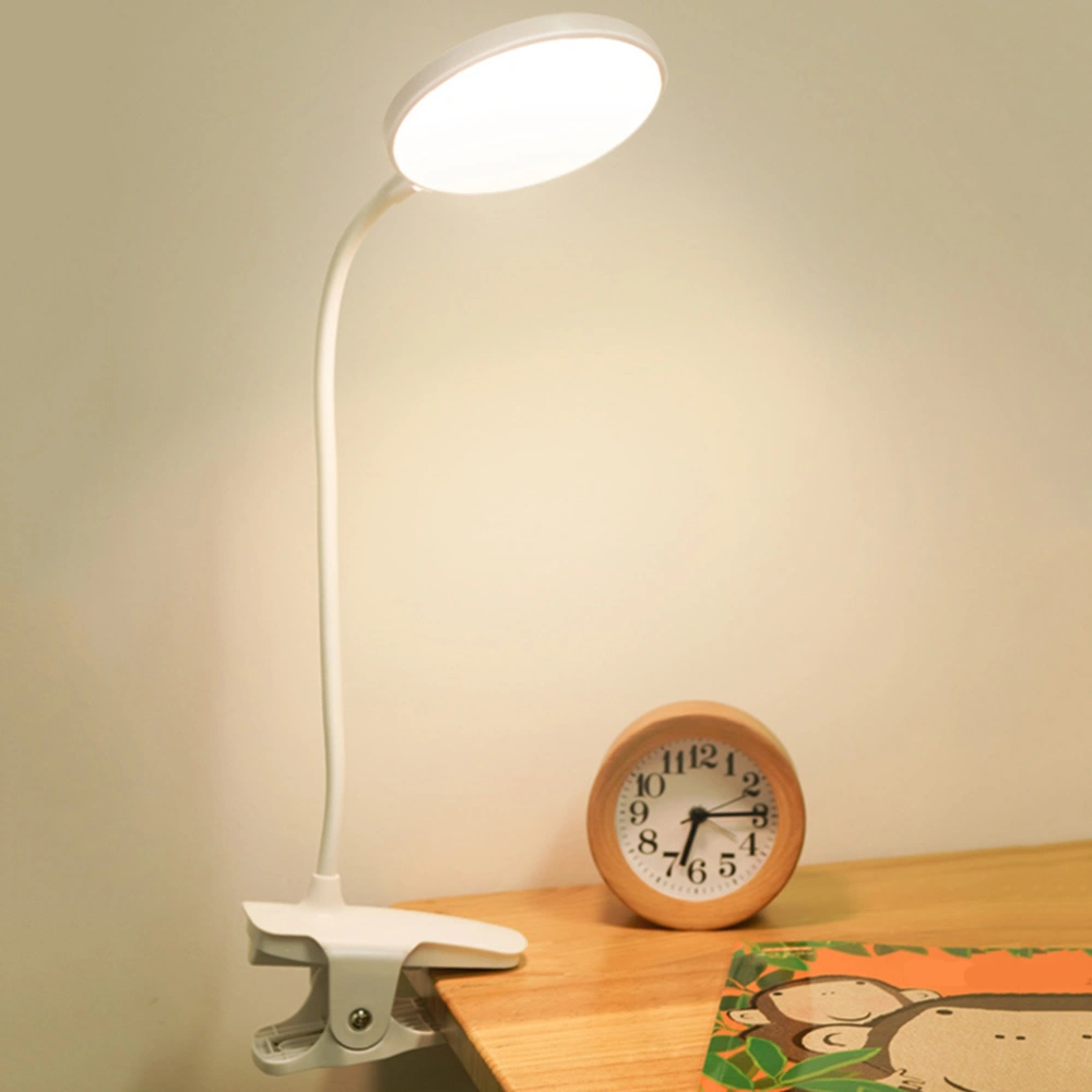 USB 1200MH Charging Clip Table Lamp Eye Lamp Bedside Dormitory Lamp(White)