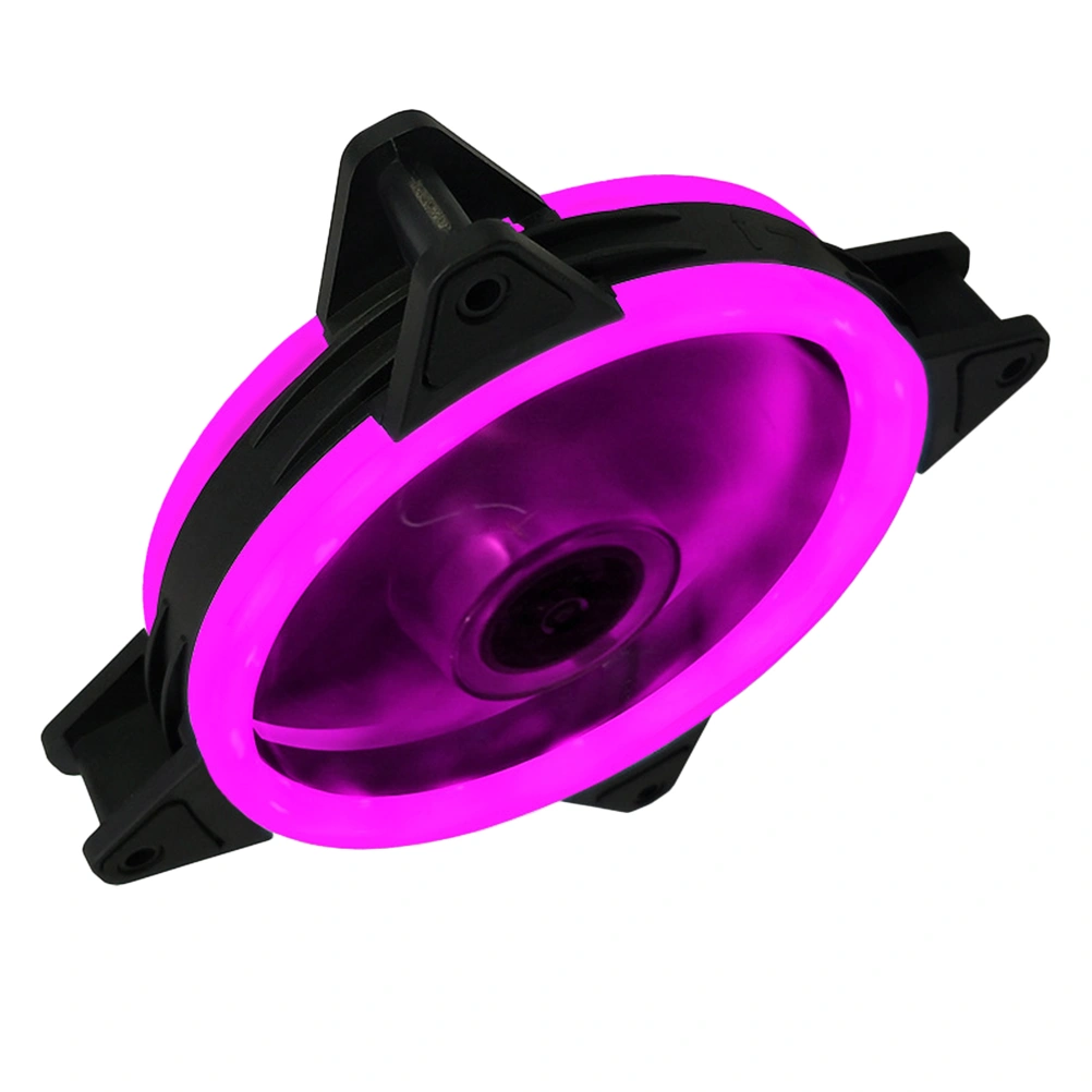 1PC 12CM Mute Computer Fan Cool LED Computer Fan Double Aperture RGB Cooling Fan Desktop Computer Main Case Fan for Home Studio Dorm (Purple)