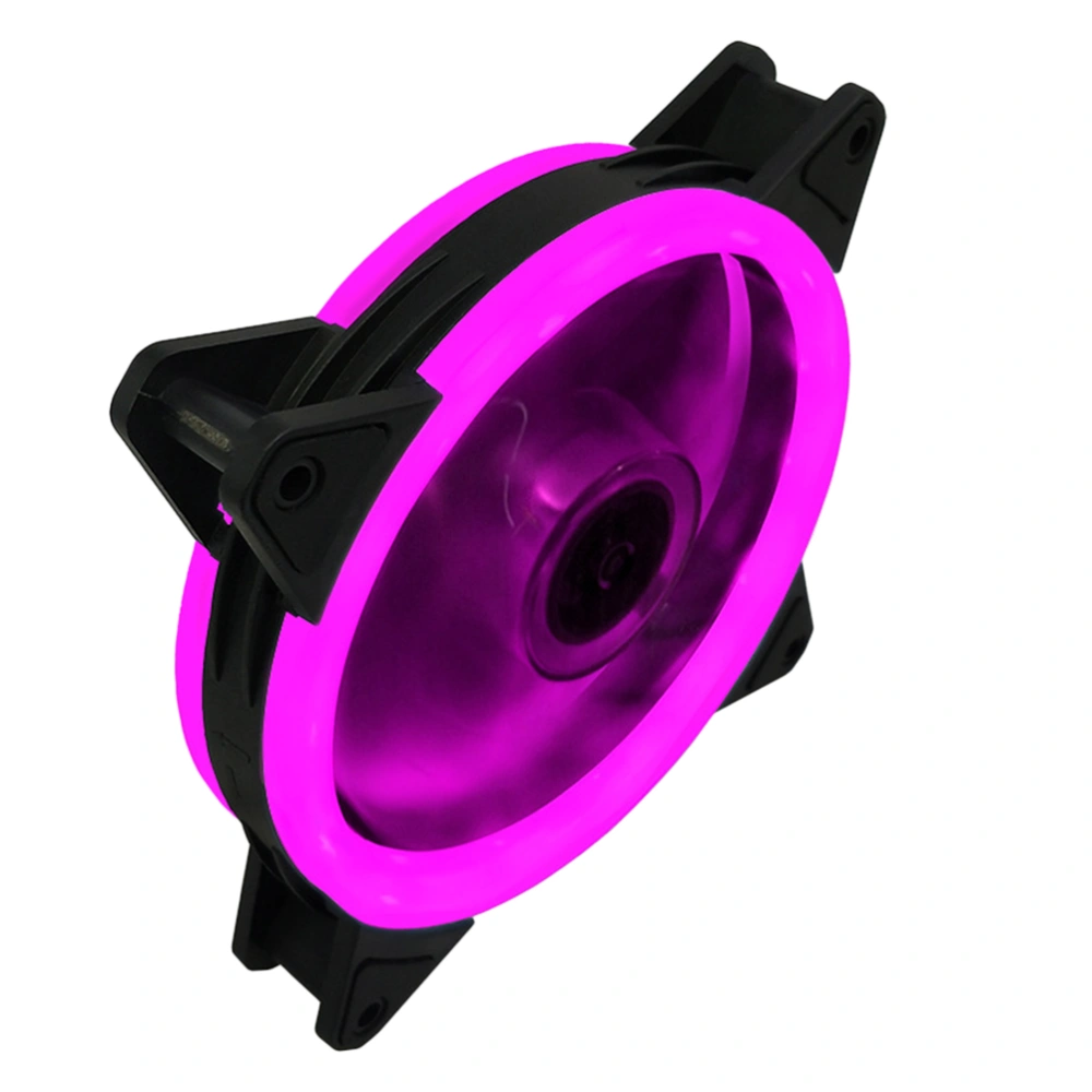 1PC 12CM Mute Computer Fan Cool LED Computer Fan Double Aperture RGB Cooling Fan Desktop Computer Main Case Fan for Home Studio Dorm (Purple)