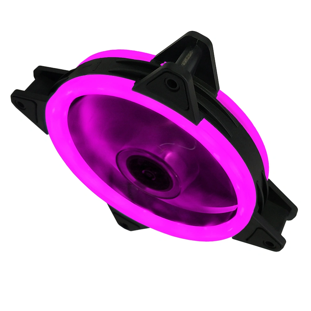 1PC 12CM Mute Computer Fan Cool LED Computer Fan Double Aperture RGB Cooling Fan Desktop Computer Main Case Fan for Home Studio Dorm (Purple)