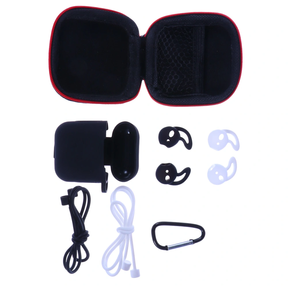 7Pcs/Set Silicone Dust Proof Shockfroof for Wireless Earphone Protective Case Cover Slim Sleeve Wrap Earphones Pouch (Black)