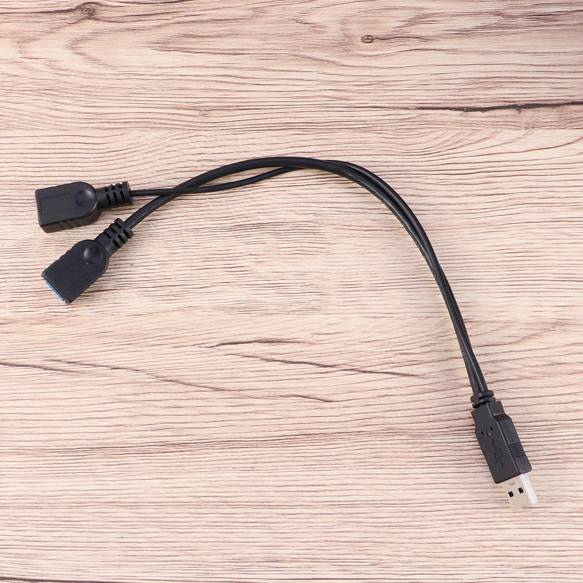2 In 1 Data Cable Micro USB 3.0 HUB Male to Female Double USB Ports Adapter Cable (Black)