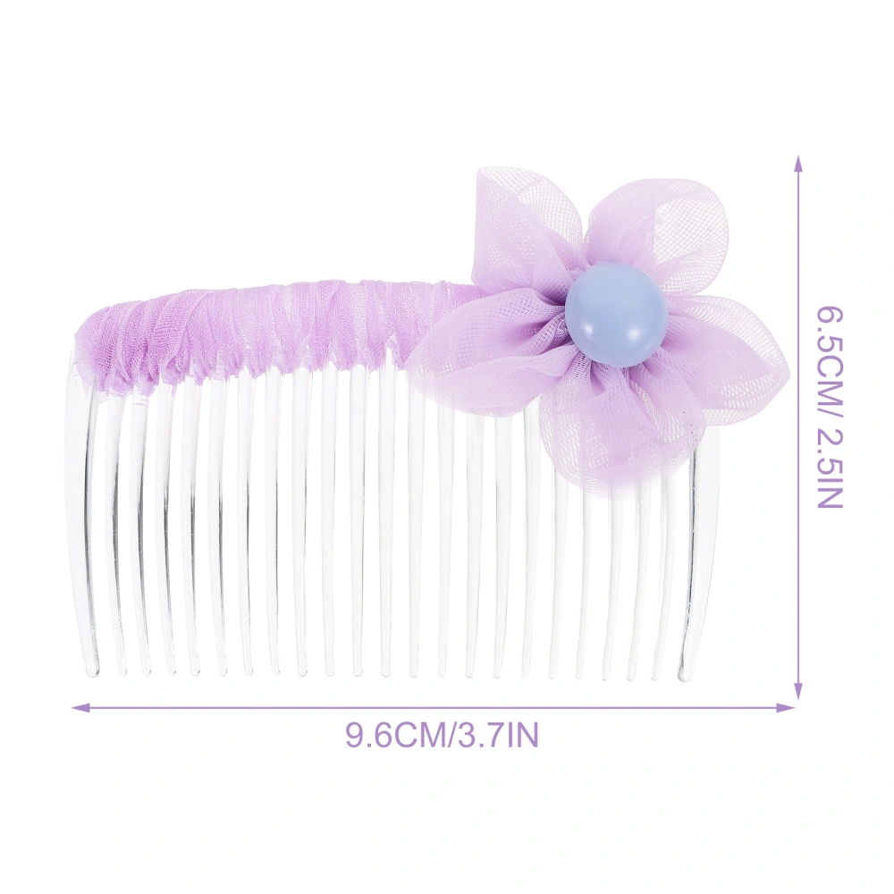 3pcs Gauze Decor Inserted Combs Plastic Women Hair Combs Hair Side Combs