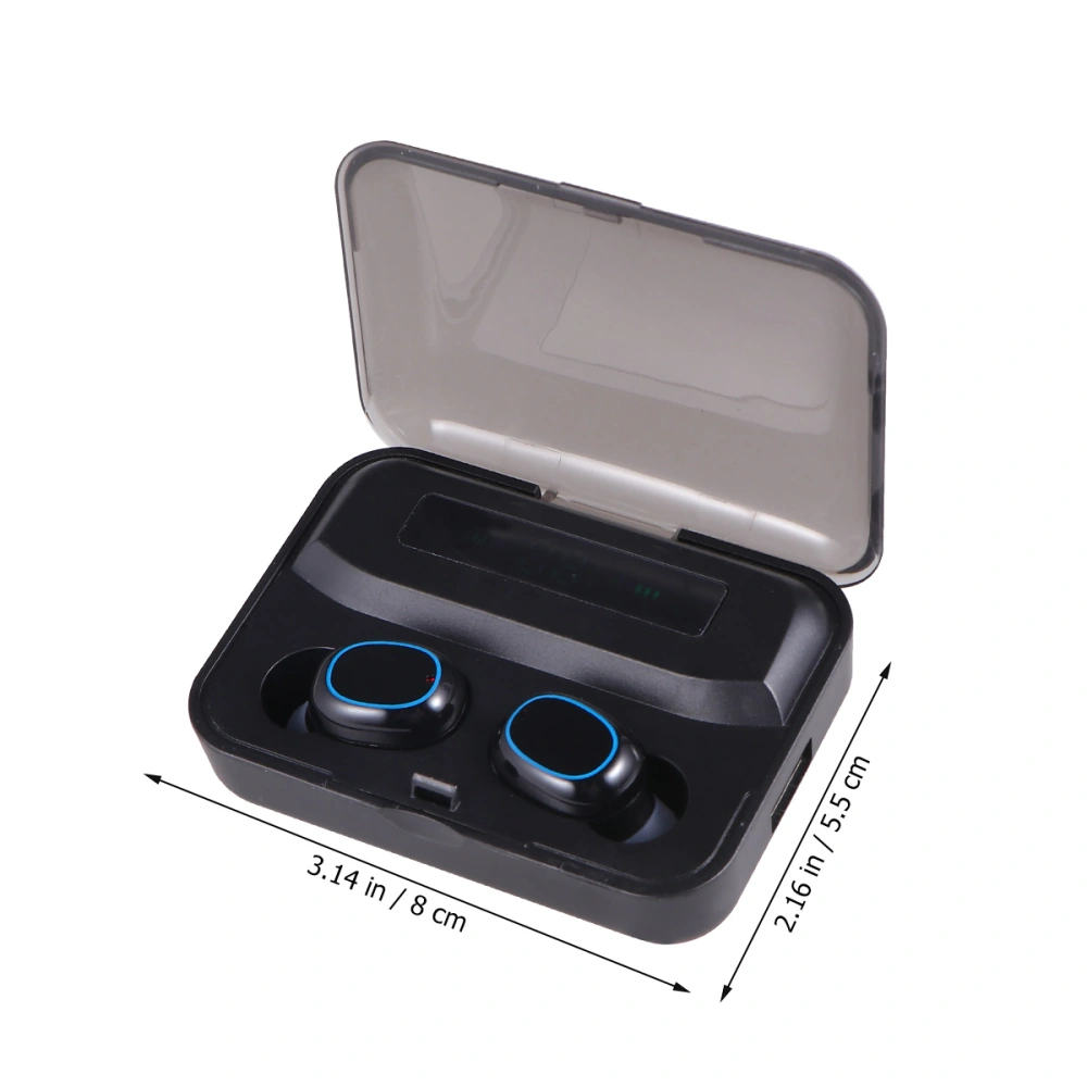 1 Set of Wireless Earphone 1200mAH IPX5 Waterproof Digital Display Touch Earbuds Headset (A2S Protruding Charging Warehouse - Black)