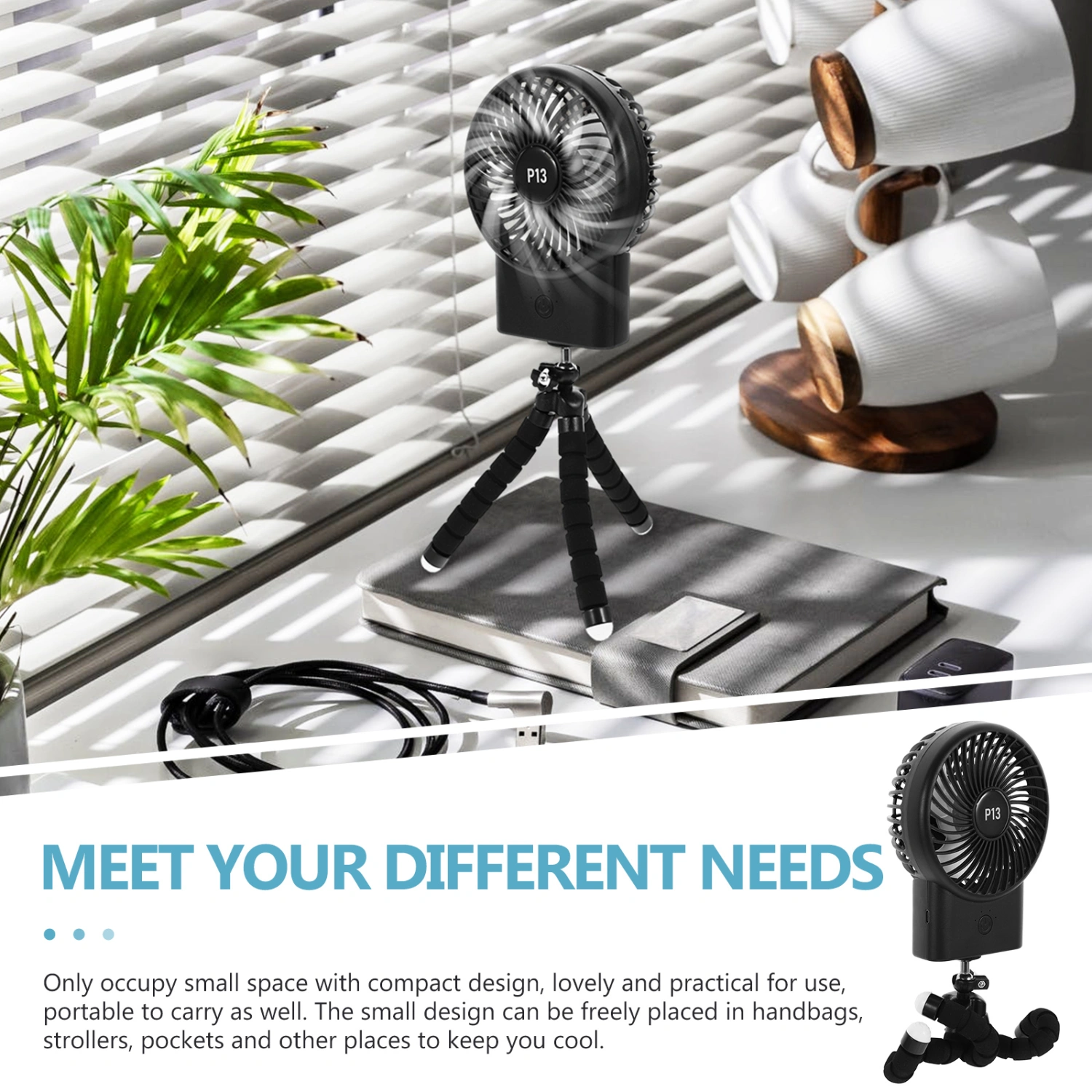 Outdoor Small Stroller Fan Baby Carriage Clip-on Fan USB Charging Portable Fan