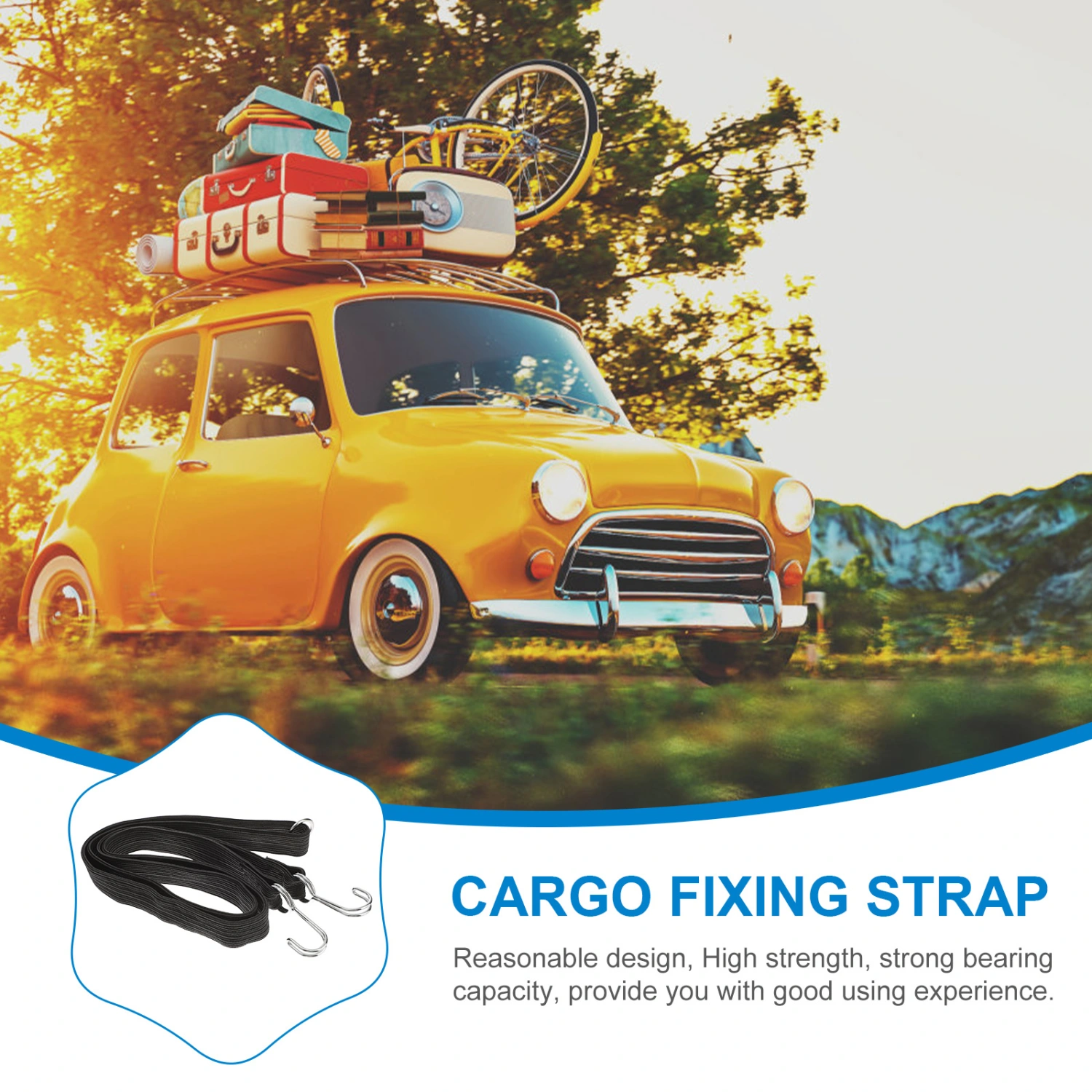 2pcs Luggage Fastening Belts Elastic Device Strap Bike Cargo Binding Belt