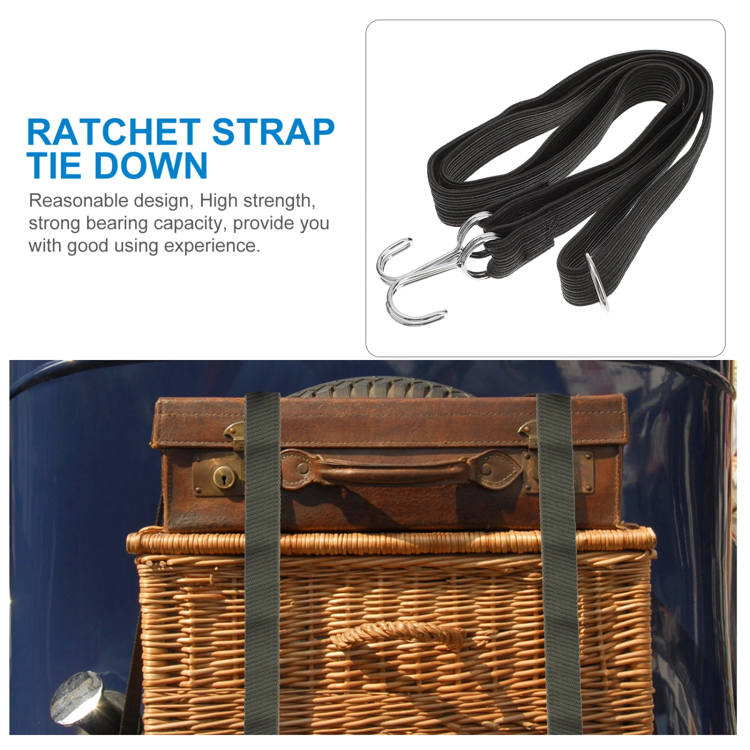 2pcs Luggage Fastening Belts Elastic Device Strap Bike Cargo Binding Belt