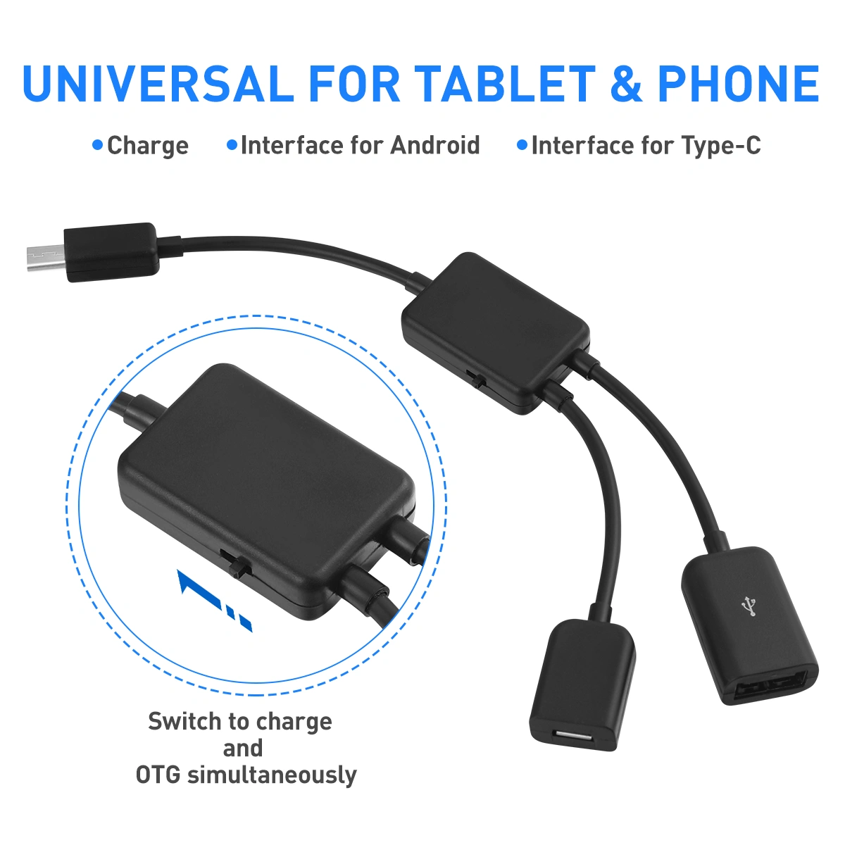 Hemobllo USB Adaptor with Power Charging OTG Host Cable Cord Adapter for Android Smart Phone Tablet