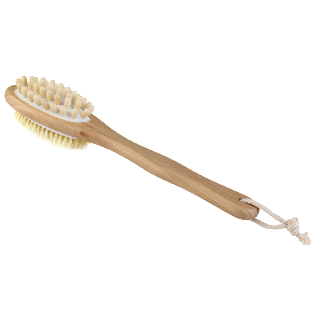 TINKSKY Wooden Double Sided Bath Shower Bristle Brush Massage Body Brush with Long Handle