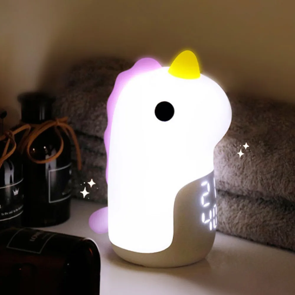 Smart Unicorn Shape Silicone Night Light Unicorn Design Alarm Clock Night Light