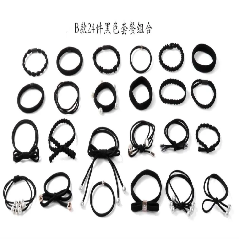 24pcs Elastic Hair Ties Hair Scrunchies Women Ponytail Holders Girls Hair Accessories