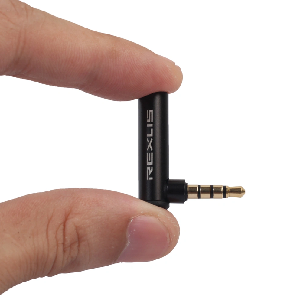 3.5mm Male to Female 90 Degree Adapter For Mobile Phones Tablets Laptops Desktop Computers Digital Cameras Mp3 Mp4 Use(Black)