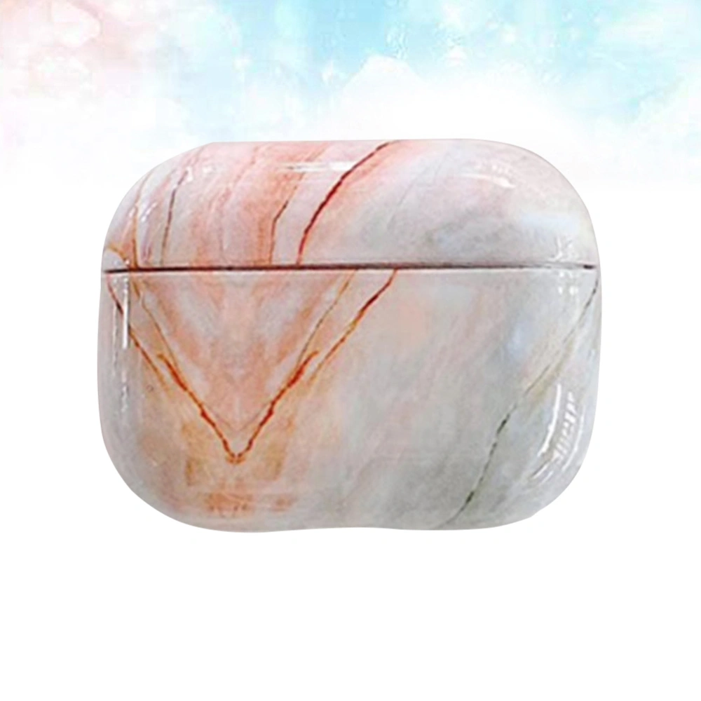 1PC Marble Grain Earphone Case Fashion Earbuds Box Earphone Cover Compatible for Airpods Pro 3 (Coral)