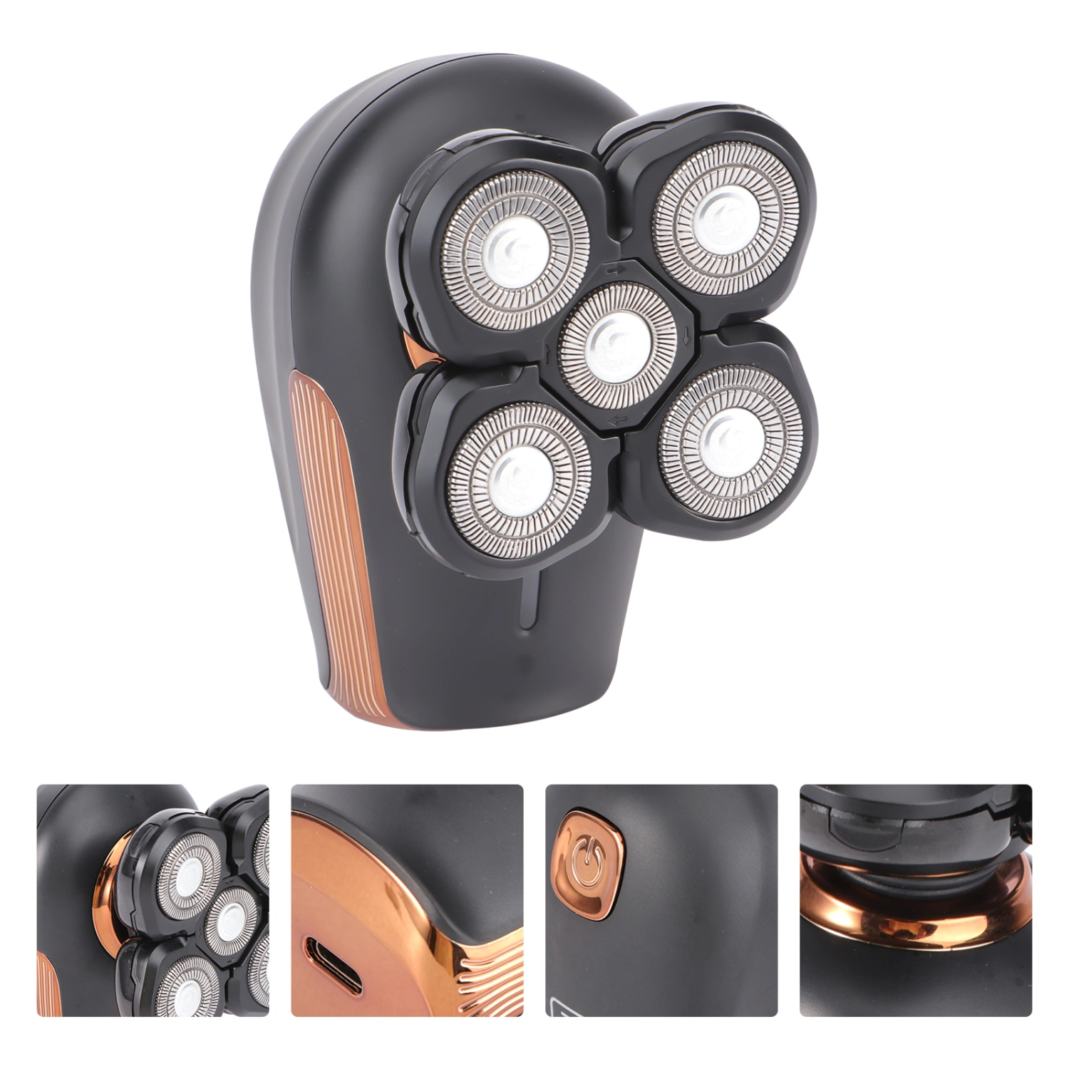 1 Set Shave Head Machine Five Head Electric Razor Rechargeable Waterproof Head Shaving Electric Shaver Smart Shaver